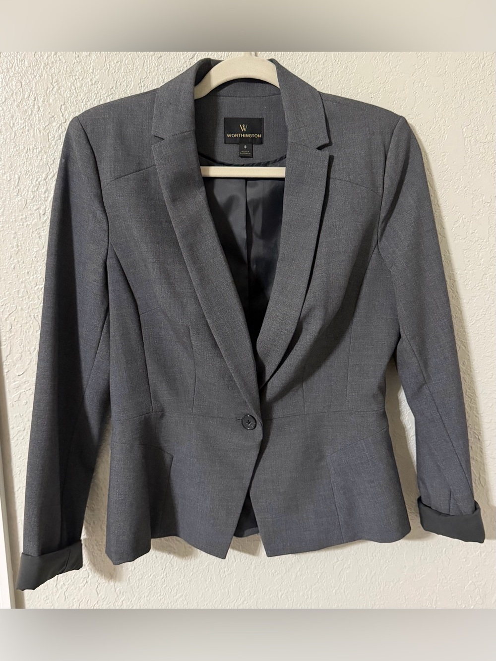 Blazer -Gray Women's Tailored One-Button blazer
